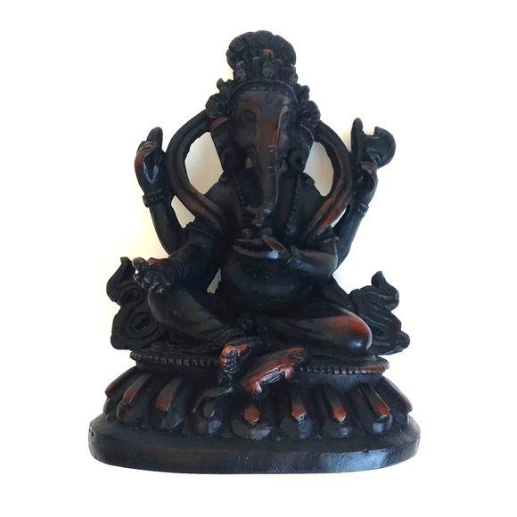 Antique Ganesh in Sitting Position Statue Figurine (Resin) 5 1/2” Tall - Picture 13 of 14